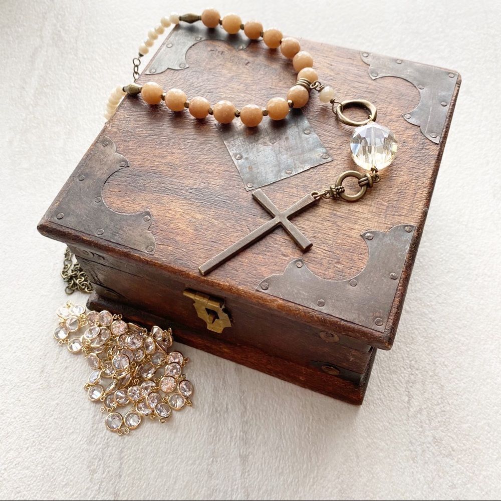 Vintage Wooden Box with Metal Accents and Latch